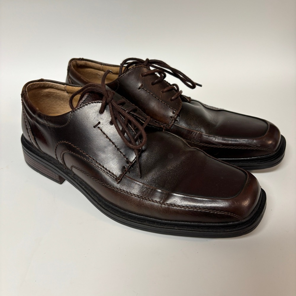Florsheim Mens Brown Leather Square Toe Lace Up Derby Shoes 14062-200 Size 8.5